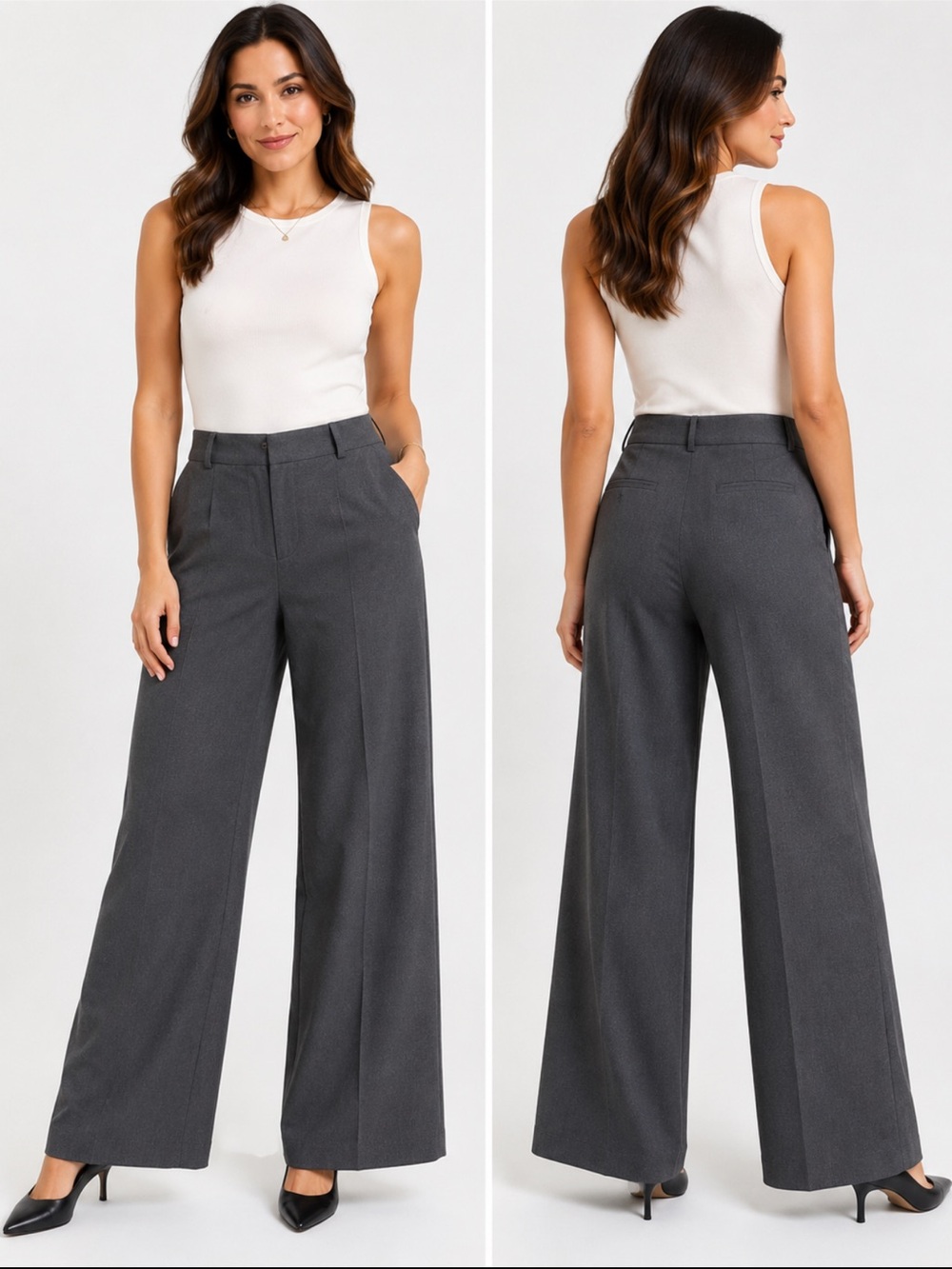Liz Claiborne Sloane Gray Wide Leg Dress Pants Career - Size 12
